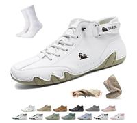 Bottes Chukka orthopédiques de randonnée en Cuir, Faites Main, pour Hommes et Femmes - Bottes Vogldeck imperméables et Respirantes, Style Pieds Nus, Antidérapantes Beck Shoes(Blanc,39 EU)