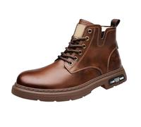 Bottes classiques imperméables en cuir pour homme Chaussures d'hiver hautes Chaussures de sport Bottes de travail décontractées Big Yards Chaussures pour hommes, café, 40 EU