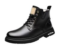 Bottes classiques imperméables en cuir pour homme Chaussures d'hiver hautes Chaussures de sport Bottes de travail décontractées Big Yards Chaussures pour hommes, bronze, 43 EU