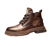 Bottes classiques imperméables en cuir pour homme Chaussures d'hiver hautes Chaussures de sport Bottes de travail décontractées Big Yards Chaussures pour hommes, marron, 43 EU