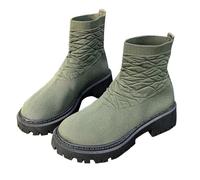 Bottes classiques pour femme, bottes d'été, bottes courtes pour femme, talon épais, bottes mi-mollets, Noir/vert, 41 EU