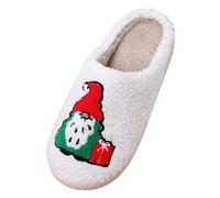 Bottes Courtes Blanches pour Femmes Pantoufles de Style Couple en Peluche, Pantoufles antidérapantes pour la Maison d'hiver et de noël Chaussures Talon Compensé Hiver (White, 45)
