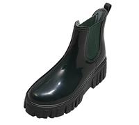 Bottes courtes en caoutchouc pour femme avec doublure amovible, antidérapantes, imperméables, style Chelsea, 01 vert armée., 40 EU