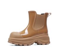 Bottes courtes en caoutchouc pour femme avec semelle plateforme, antidérapantes, imperméables, unies, style japonais, semelle surélevée, adaptées au quotidien, Marron (03), 39 EU