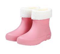 Bottes courtes en caoutchouc pour femme - Semelle plateforme épaisse - Doublure polaire chaude - Bottes de pluie imperméables et antidérapantes pour temps humide - Bottes d'hiver imperméables, 04 rose