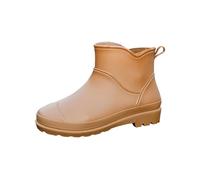 Bottes courtes en caoutchouc pour femme - Semelle plateforme épaisse - Imperméables - Antidérapantes - Résistantes à l'abrasion - Chaussures de jardin pour le quotidien - Bottes de pluie, 02 - Marron
