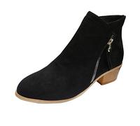 Bottes Courtes Femme A Talons Chunky Bottines Mode Eclair Latérale Bottes Bout Pointu Antidérapant Bottines Automne Hiver Botte Confort Chic Ville Outdoor Casual d'affaires