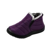 Bottes courtes pour femme - Chaussures plates - Chaudes - Hiver - Velours - Avec traction, violet, 38 EU