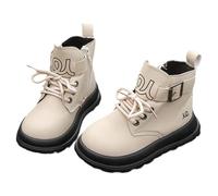 Bottes courtes pour garçons et filles au printemps et en automne, bottes en cuir pour enfants de style anglais, petites bottes à la mode pour enfants de 15 mois à 9 ans., beige, 22.5 EU