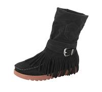 Bottes courtes romaines rétro à pompons pour femme, bottes à franges pour femme, bottines confortables avec coutures occidentales, chaussures avec doublure en tissu respirant pour les activités de