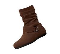 Bottes courtes tendance en daim à talon épais mi-mollet pour femme Bottes de motoneige, café, 39 EU