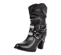 Bottes courtes tendance pour femmes modèle européen à talon haut épais avec boucle de ceinture élégante chaussures montantes raffinées pour un style quotidien et confortable