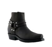 Bottes Cowboy Biker Grinders Renegade Lo Cuir Noir Low Cheville