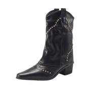 Bottes Cowboy Femme Mode Broderie Classique Cowgirl Bottes Formelles Bottes au Genou à Bout Carré Bottines Western Vintage Casual Bottines Hiver