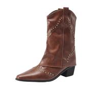 Bottes Cowboy Femme Mode Broderie Classique Cowgirl Bottes Formelles Bottes au Genou à Bout Carré Bottines Western Vintage Casual Bottines Hiver