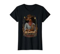 Bottes Cowgirl Afro Western Country Rodeo Melanin T-Shirt Graphique avec Valeur