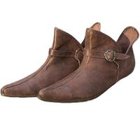 Bottes D’équitation pour Hommes, Bottes en Cuir PU à Boucle Vintage, Bottes De Pirate pour Hommes De La Renaissance Médiévale, pour Le Camping Et Les Activités De Plein Air, Brown, 34 EU