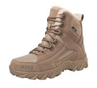 Bottes d’hiver en peluche pour hommes chaussures montantes confortables pour activités extérieures modèles mi-hauts style terrain parfaites pour l’entraînement des forces spéciales et (Brown, 46)