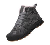 Bottes de camouflage pour garçons et filles - Automne et hiver - Doublure en polaire - Baskets montantes en coton - Chaudes et antidérapantes - Chaussures de sport, gris, 28 EU