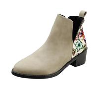 Bottes de Chevalerie en Cuir à la Mode Automne et Hiver pour Femmes Bottes Confort Casual Via Bottes, beige, 38 EU