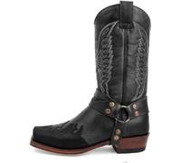 Bottes De Chevalier De Cow-Girl Western pour Femmes, Bottes De Mollet D’équitation Rétro à Bout Carré, Botte Décontractée Traditionnelle De Campagne à Broderie Classique, Dark Brown, 6.5 UK