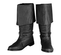 Bottes de chevalier en cuir synthétique - Chaussures de style médiéval et viking rétro à tige longue - Chaussures à revers - Chaussures à fond plat pour homme - Pour costumade (48)