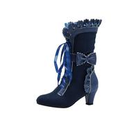 Bottes De Chevalier Médiévales En Cuir Pu Fermeture Botte Mi Mollet Femme Vintage Chelsea Cowboy Bottes Élégantes Chic Chaussures D'Hiver En Plein Air Pour Les Femmes,Style Rétro,Tendance