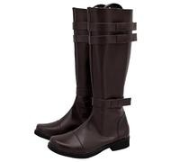 Bottes de chevalier pour homme - Bottes hautes en cuir - Bottes de loisirs avec talon - Bottes hautes - Bottes de marche plates - Antidérapantes - Couleur unie - Chaussures de loisirs, marron, 37 EU