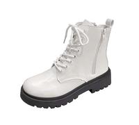 Bottes de combat à lacets pour femme - Bottines en similicuir avec fermeture éclair latérale, semelle épaisse antidérapante et coutures renforcées, bottes à plateforme épaisse et durable avec semelle