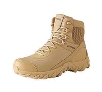 Bottes de combat tactiques pour homme avec lacets et fermeture éclair latérale, antidérapantes, bottes militaires montantes pour hommes, chaussures d'extérieur en cuir maille durable, support de