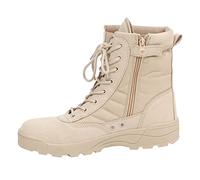 Bottes de combat unisexes pour adultes - Bottes de sécurité à lacets pour homme et femme - En cuir - Fermeture éclair latérale - Chaussures de sécurité militaires respirantes - Chaussures de randonnée
