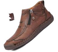 Bottes de conduite en cuir faites à la main pour homme - Bout large - Soutien de la voûte plantaire - Imperméables - Antidérapantes - Confortables - Pour tous les jours et les voyages, marron, 43.5 EU