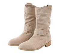 Bottes de cowboy à coupe large pour femme à talon bas avec languettes de traction à enfiler à bout rond et talon épais rétro classiques en faux daim avec fermeture éclair dans le dos et fermeture