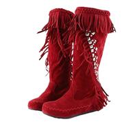 Bottes de cowboy à franges pour femme - Talon compensé caché - Bottines à pompon - Tissu brillant en strass - Cuir nubuck - Housse confortable pour fête de mariage dans la rue