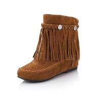 Bottes de cowboy à franges pour femme - Talon compensé caché - Bottines à pompon - Tissu brillant en strass - Cuir nubuck - Housse confortable pour fête de mariage dans la rue