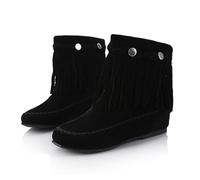 Bottes de cowboy à franges pour femme - Talon compensé caché - Bottines à pompon - Tissu brillant en strass - Cuir nubuck - Housse confortable pour fête de mariage dans la rue