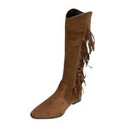 Bottes de cowboy à franges pour femme - Talon compensé caché - Bottines à pompon - Tissu brillant en strass - Cuir nubuck - Housse confortable pour fête de mariage dans la rue