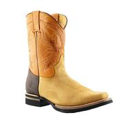 Bottes De Cowboy En Cuir Marron Clair À Enfiler Mi-Mollet El Paso