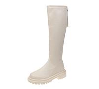 Bottes de cowboy hautes et épaisses avec fermeture éclair, bottes de cowboy épaisses et droites pour femme, semelle intérieure rembourrée en mousse à mémoire de forme, chaussures occidentales