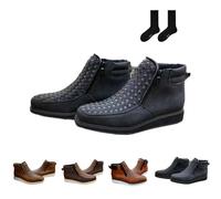 Bottes de cowboy occidentales fabriquées à la main pour hommes, fermeture éclair double face, bout carré, tissées à la main, pour le travail Westerns pour hommes, Noir , 39 2/3 EU