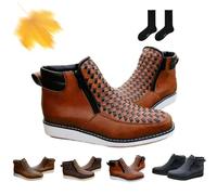 Bottes de cowboy occidentales fabriquées à la main pour hommes, fermeture éclair double face, bout carré, tissées à la main, pour le travail Westerns pour hommes, marron, 39 2/3 EU