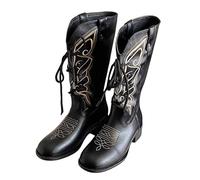 Bottes de cowboy pour femme - Avec talon - Moyennes - Hautes - Bottes western - Bout pointu - Bottes de randonnée - Bottes de randonnée - Bottes pour l'automne - Avec lacets - Bottes à talons bas