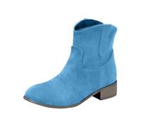 Bottes de cowboy pour femme | Bottes à talon bloc | Bottes de cowgirl occidentales | Bottines à enfiler de couleur unie | Bottines à bout pointu | Bottines de campagne tendance | Bottines mi-mollet à
