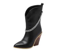 Bottes de cowboy pour femme - Bottes mi-hautes - Confortables - Avec talon - Pour l'extérieur - Bottes d'hiver confortables - Bottines élégantes mi-hautes, Noir , 39 EU