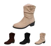 Bottes de cowboy pour femme, bottes western mi-hautes, bottes de sauteur | Bottes de motard à talon bas - Bottes de transition en cuir synthétique - Costume de cowboy pour l'extérieur - Bottes