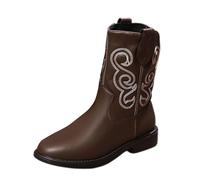 Bottes de cowboy pour femme - Bottes western pour femme - En cuir cousu - Bottes de cowboy - Tige large - Bottes d'équitation en cuir synthétique - Bottes de country - Bottes courtes de transition
