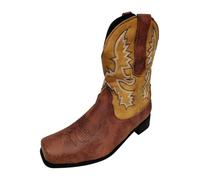 Bottes de cowboy pour femme - Bottines pour femme avec talon - Bottes western brodées - Bottes d'équitation classiques Chelseaboots - Bottes mi-tige en cuir pour homme et femme, B01 jaune, 46 EU
