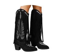 Bottes de cowboy pour femme - Costume de cowgirl - Bottes avec franges - Talon bloc hippie - Jambières indiennes - Costume en daim - Bottes de cowboy - Chaussures western - 35-43 EU