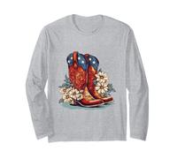 Bottes de cowboy pour femme - Jour de l'indépendance du 4 juillet - Drapeau américain du Texas Manche Longue