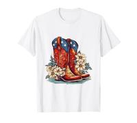 Bottes de cowboy pour femme - Jour de l'indépendance du 4 juillet - Drapeau américain du Texas T-Shirt